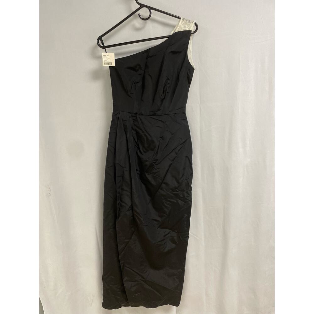 NWT MISHA NONOO Cut Out Gown Cocktail Dress LLace One Shoulder Black Women's 2